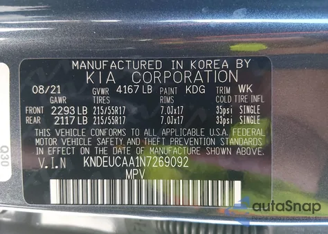 2022 Kia Seltos S из США, поврежденный, VIN KNDEUCAA1N7269092